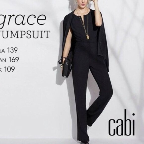 CABi Grace Jumpsuit - black w/ gold zipper detail size 10 - Picture 6 of 7